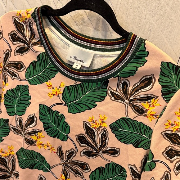 3.1 Phillip Lim Tops - 3.1 Phillip Lim Short Sleeve Tee Palm Leaf Tropical Print pink green EUC Medium